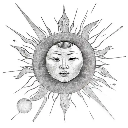 Tarot Inspired Including Sun And Empress Sun Placed On Hip Going Up Back