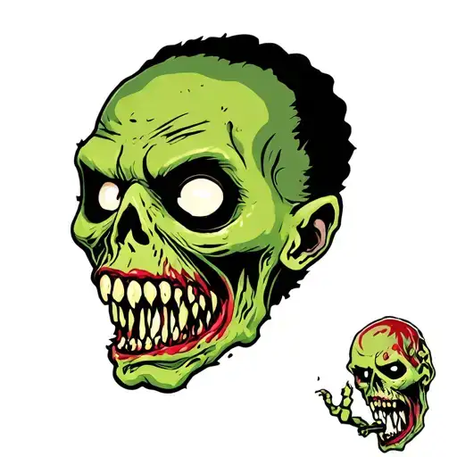 A Zombie In Black And White And Green
