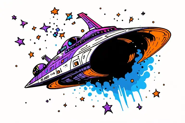 Space With Pnink Purple And Orange Being Pulled Into A Black Hole Add A Space Ship