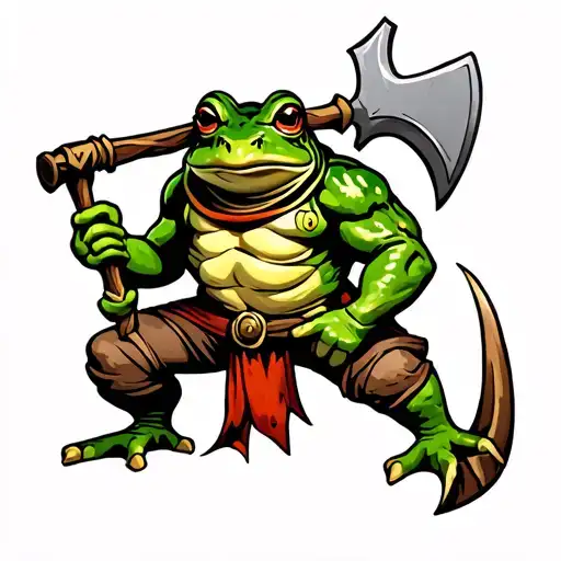 Fantasy Frog Warrior With An Axe