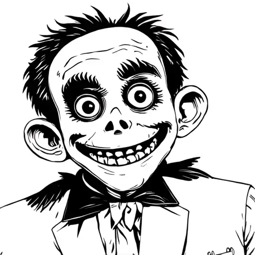 A Haunted Ventriloquist Dummy Black And White