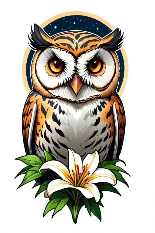 Barn Owl And Tiger Lily And Celestial Themed
