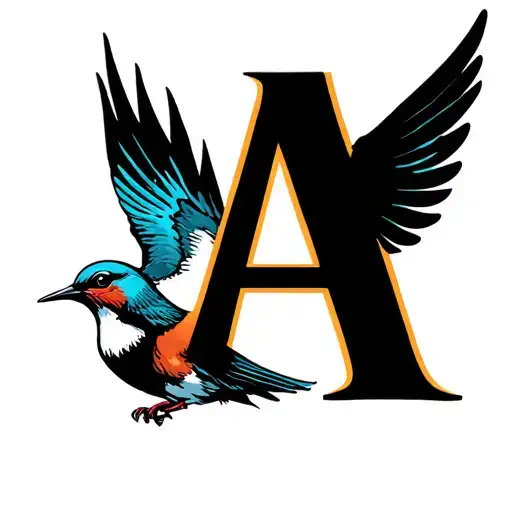 The Letter A Is Beautiful And On Top Of The Right A Bird Swallow Flies Up