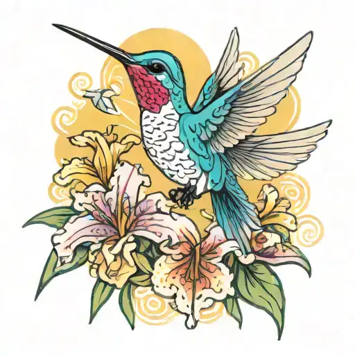 Hummingbird With Iris Flower