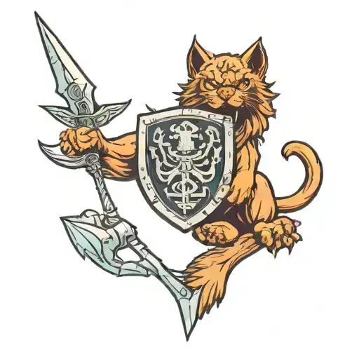 Coat Of Arms With Battle Cat From He-man And Swift Wing From Shira