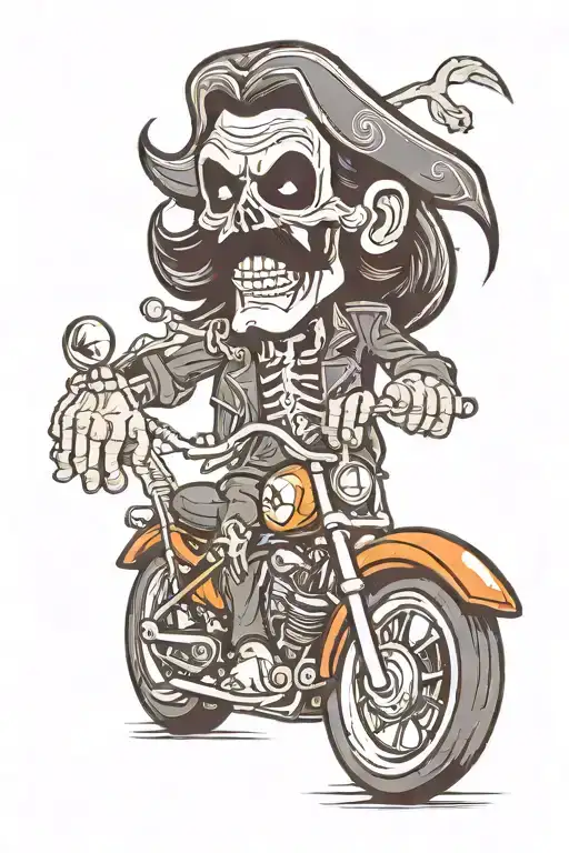 Lemmy From Motorhead As A Skeleton With A Motorcycle