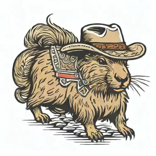 Capybara Cowboy With Mullet