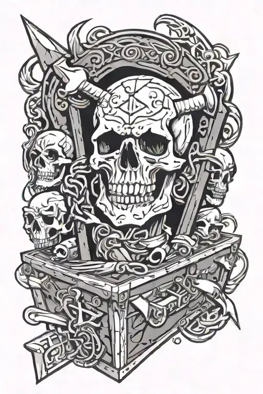 Metallica Dead Magnetic Coffin Surrounded By Viking Runs