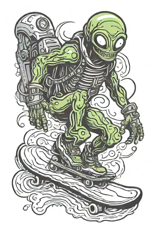 Alien Riding A Snowboard