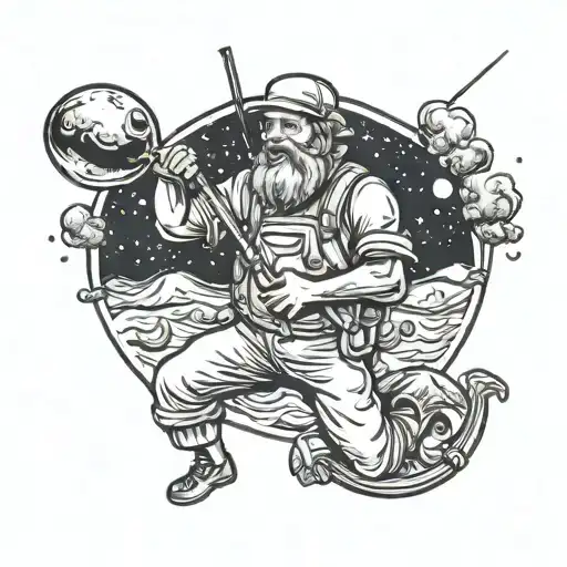 Man Fishing On The Moon