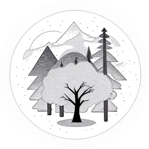 Mountain Tree In A Circle