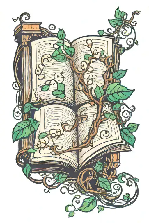 Open Book With Vines Growing Up Out Of It
