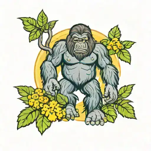 Bigfoot With Lantana Camara Flowers