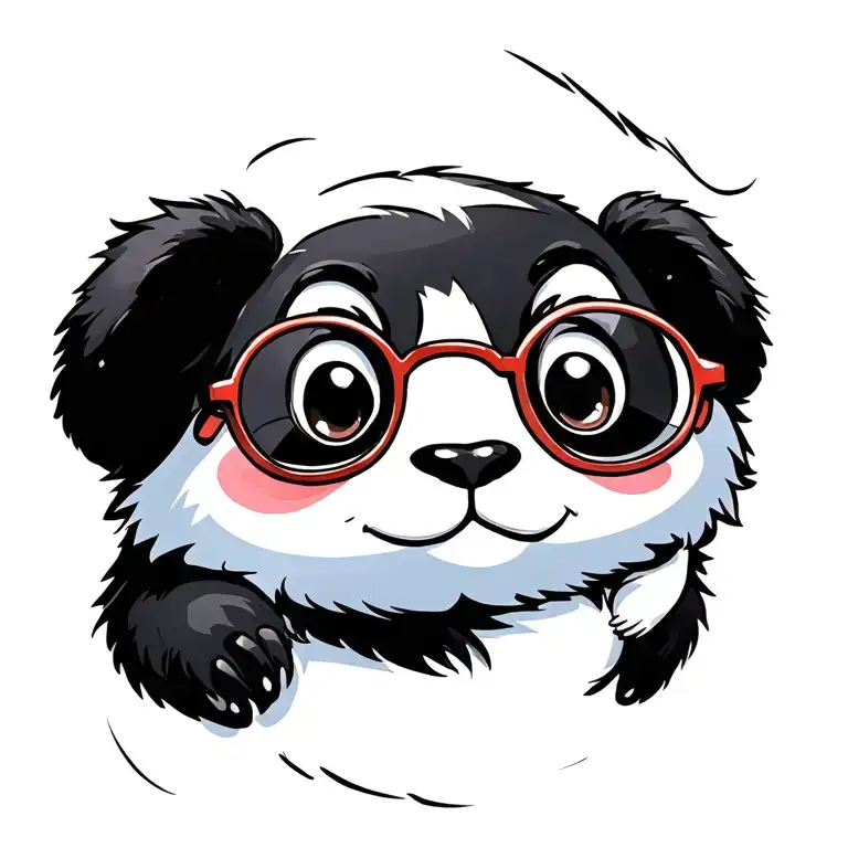 Panda Wearing Glasses Face Mole Sitting