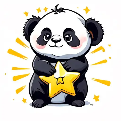 Panda Holding A Star