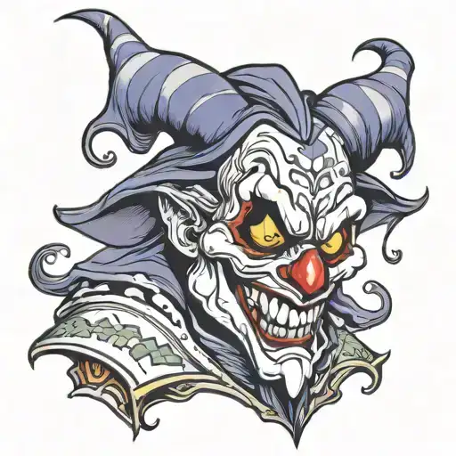 Evil Jester In A Mask Holding