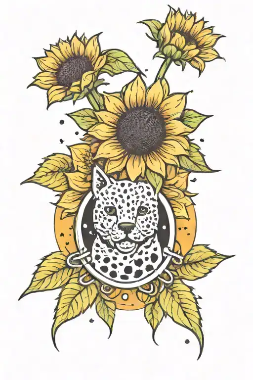 Sunflowers And Paw Print With A Galaxy Background