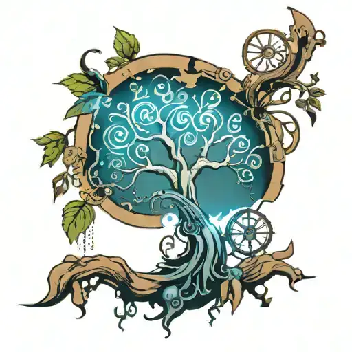 A Steam Punk-inspired Tree Of Life With Musical Notes Flowing Through The Branches