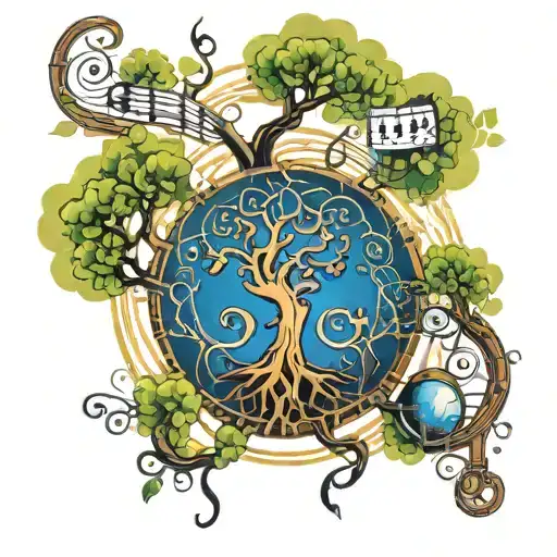 A Steam Punk-inspired Tree Of Life With Musical Notes Flowing Through The Branches