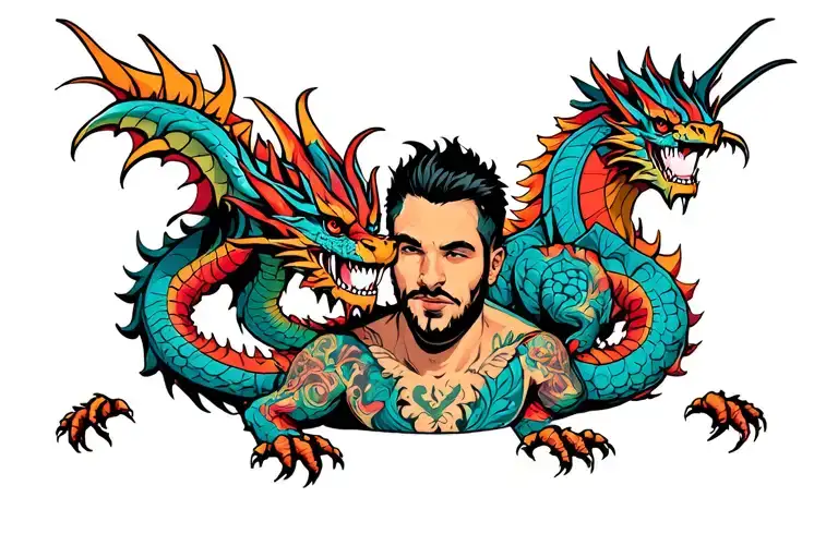 A Man Who Looks Like A Two-headed Dragon Wrapped