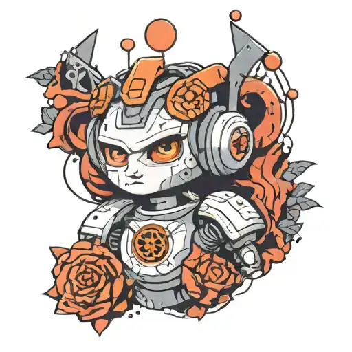 A New-school Design Of A Mother Robot With 'R' And Aster Symbols Incorporated Into The Design