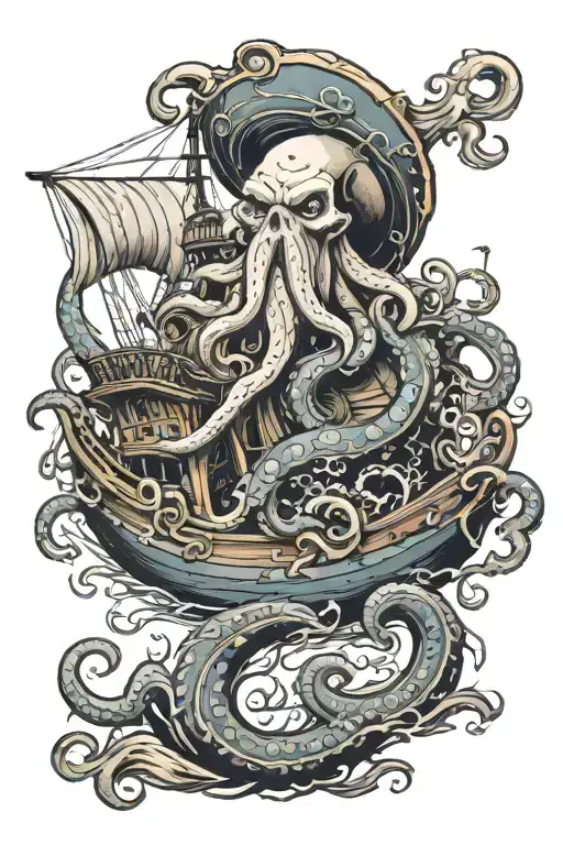 Kraken Holding A Ship Down