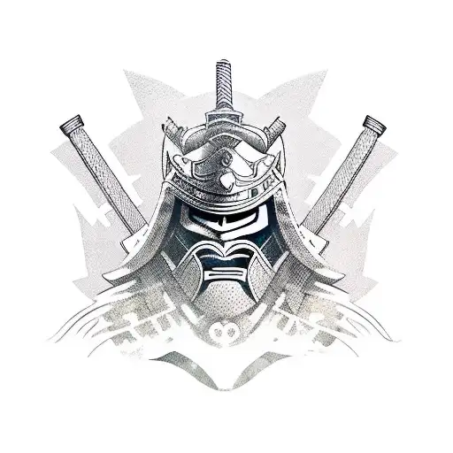 Samurai With Mask And Sword Fighting