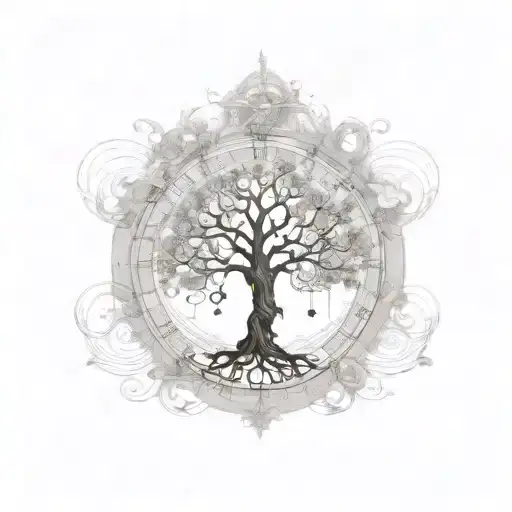 A Steam Punk-inspired Tree Of Life With Musical Notes Flowing Through The Branches