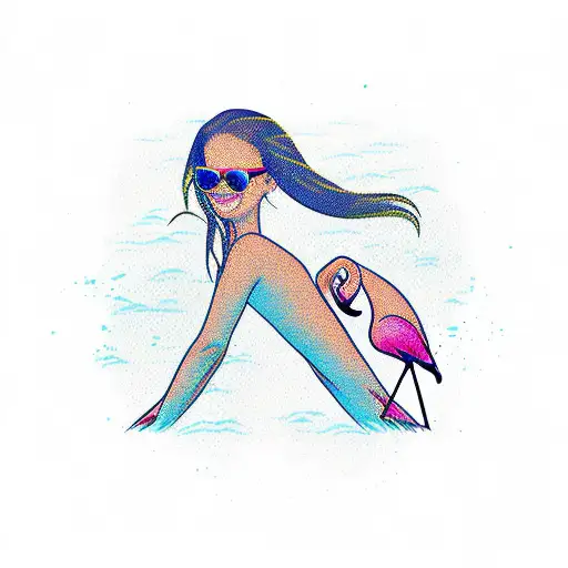 Surfergirl Mit Flamingo In Kapstadt