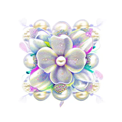 The Word Yvonne With Pearls Flowers Butterflies