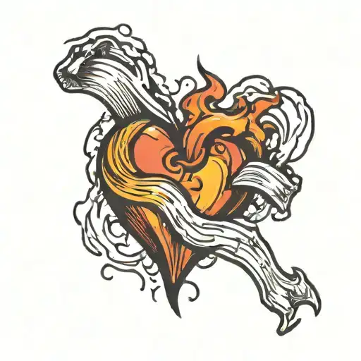 Broken Heart In Fire With Letter S