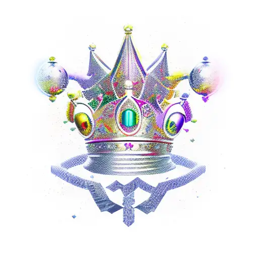 Queen's Crown With Followers Around It In A V Shape