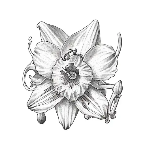 Daffodil And Lily Of The Valley In Black