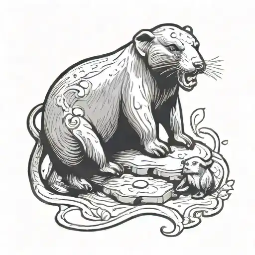 Otter And Elephant Playing