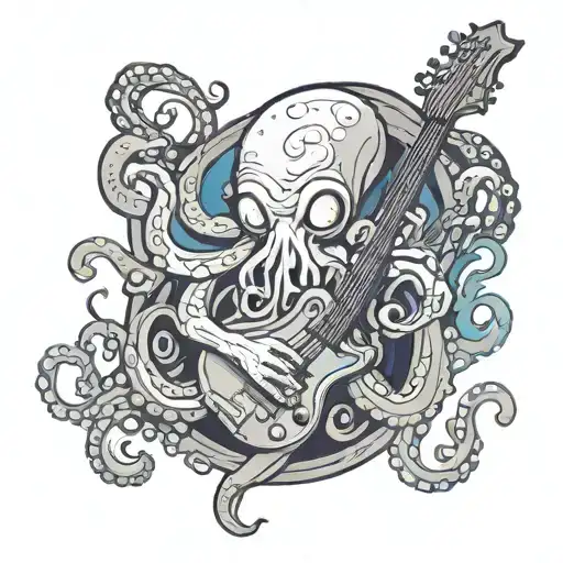 New School Octopus With Guitat