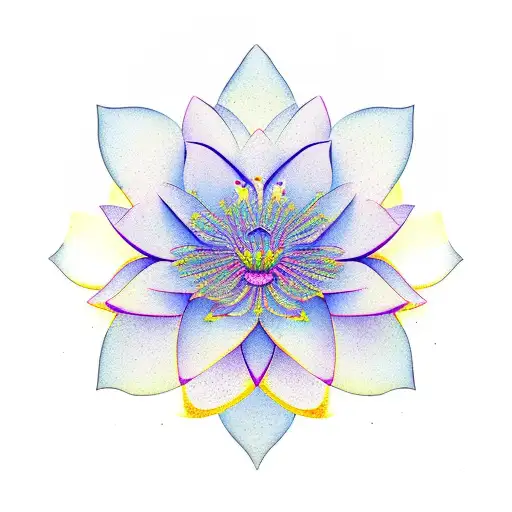 Lotus Flower Petals With Ohia Lehua Flower Coming Out Of The Middle