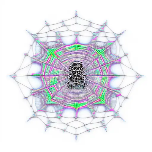 Cyberpunk Spider Web Made Of Binary Code