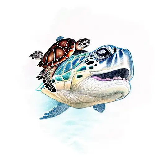 Sea Turtle Biting Bear