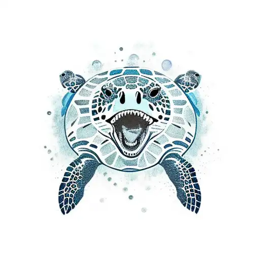 Sea Turtle Biting Grizzly Bear