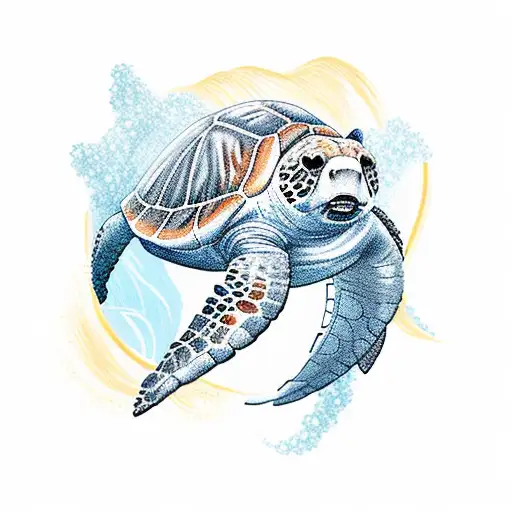 Grizzly Bear Swimming With Sea Turtle