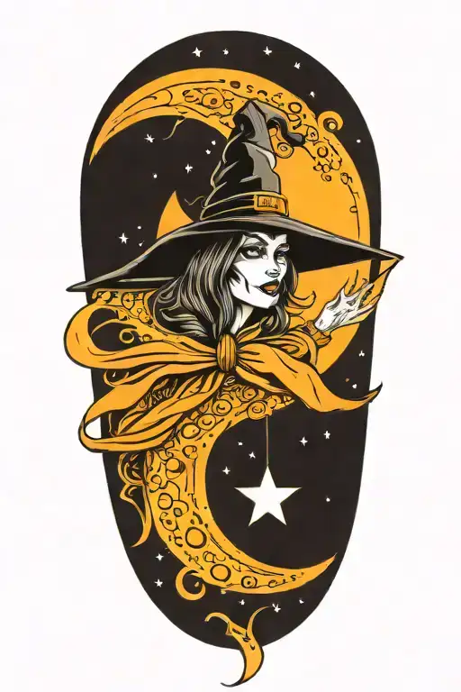 Witch Hat With Dot Work Moon