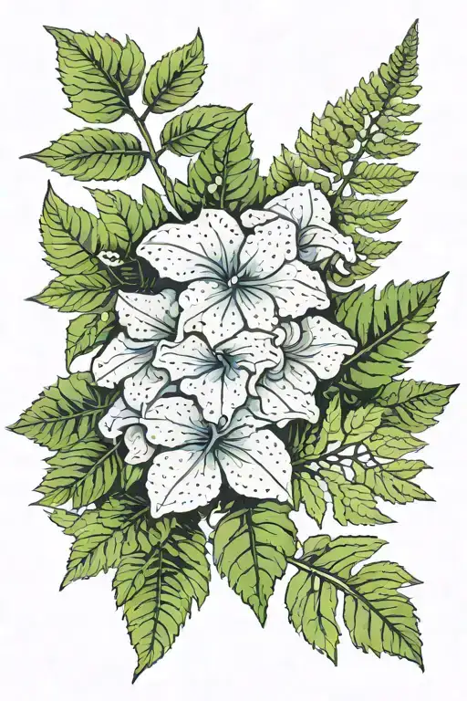 Hydrangea And Fern Leaf