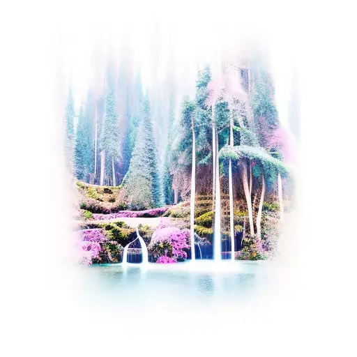 Enchanting Forest With A Majestic Waterfall