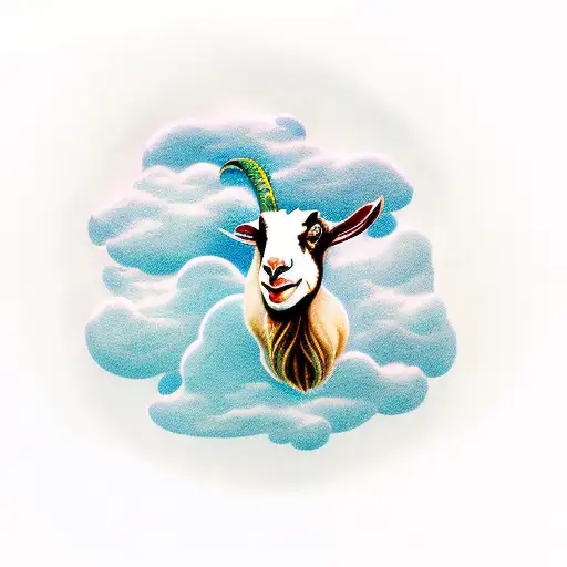 Goat Sitting On Cloud