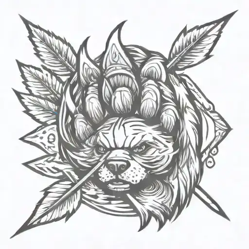 Bear Paw With Arrow Wispy