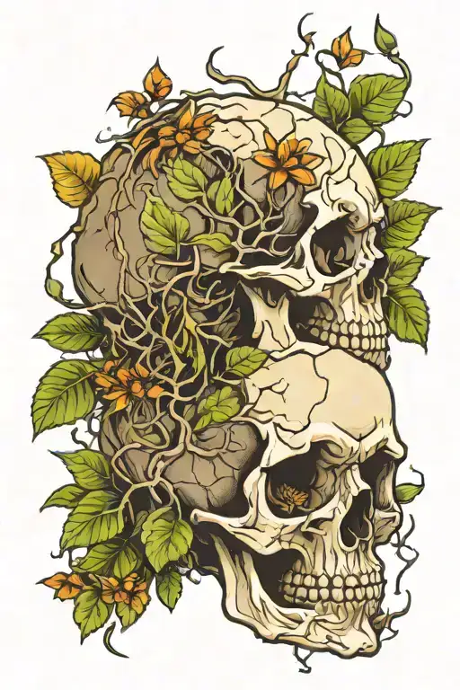 Cracked Skull Through Which Plants Emerge