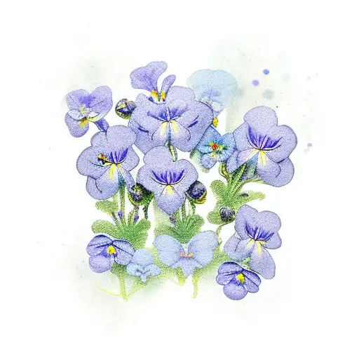 Common Blue Violets With A Dog Paw Print