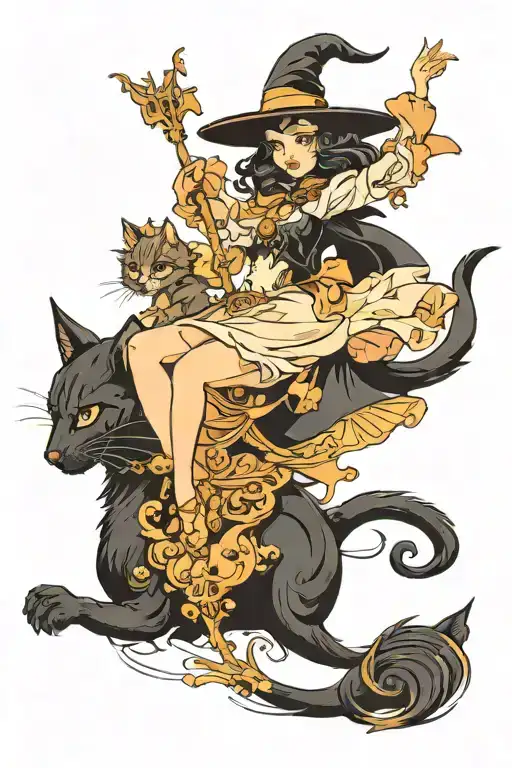 Black Cat And Fairy Riding