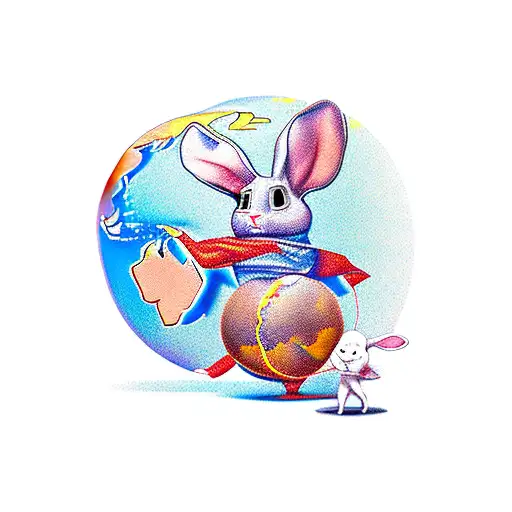 Dead Rabbit Dancing With A Grandmother On Mars Globe
