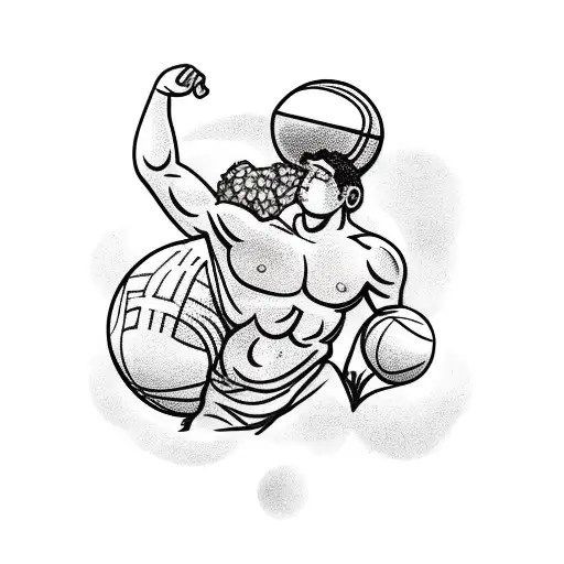 Greek God Atlas Istead Of Carrying Earth On His Shoulder To Carry A Basketball Ball